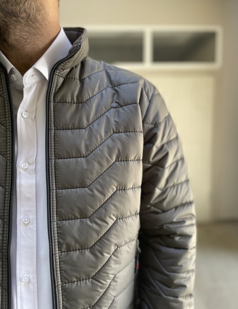 Ανδρικό χακί καπιτονέ μπουφάν με φερμουάρ BC24912X φωτογραφία